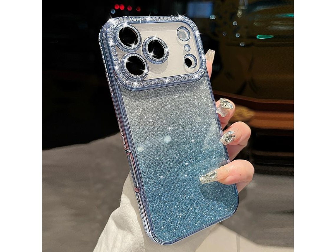 Capa De Tpu Para Iphone 17 Pro Max - Glitter Degradê De Diamante