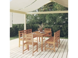Conjunto 5 de jantar p/ jardim madeira VIDAXL de teca maciça