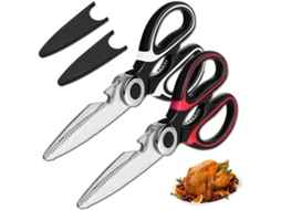 Tesoura de cozinha de aço inoxidável resistente Slowmoose para aves, peixes, carnes e vegetais (pacote com 2)