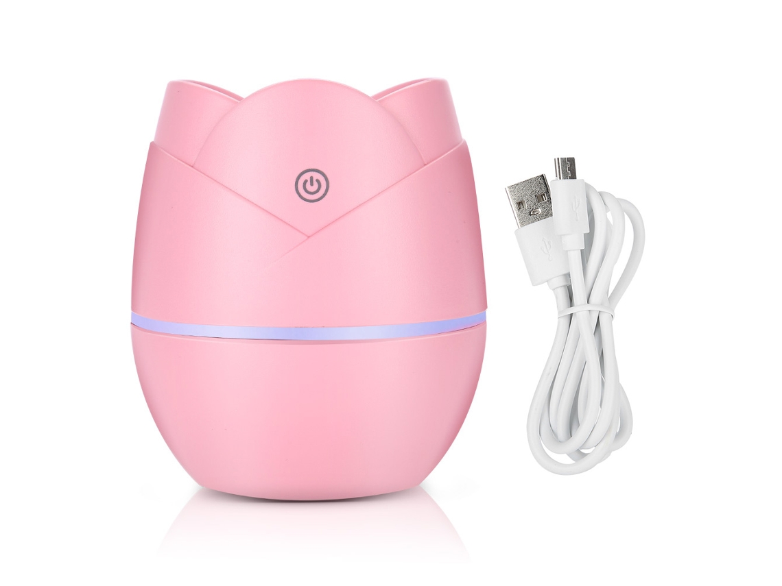 Difusor Umidificador De Mesa Fofo Rosa Com Umidade E Spray De Água