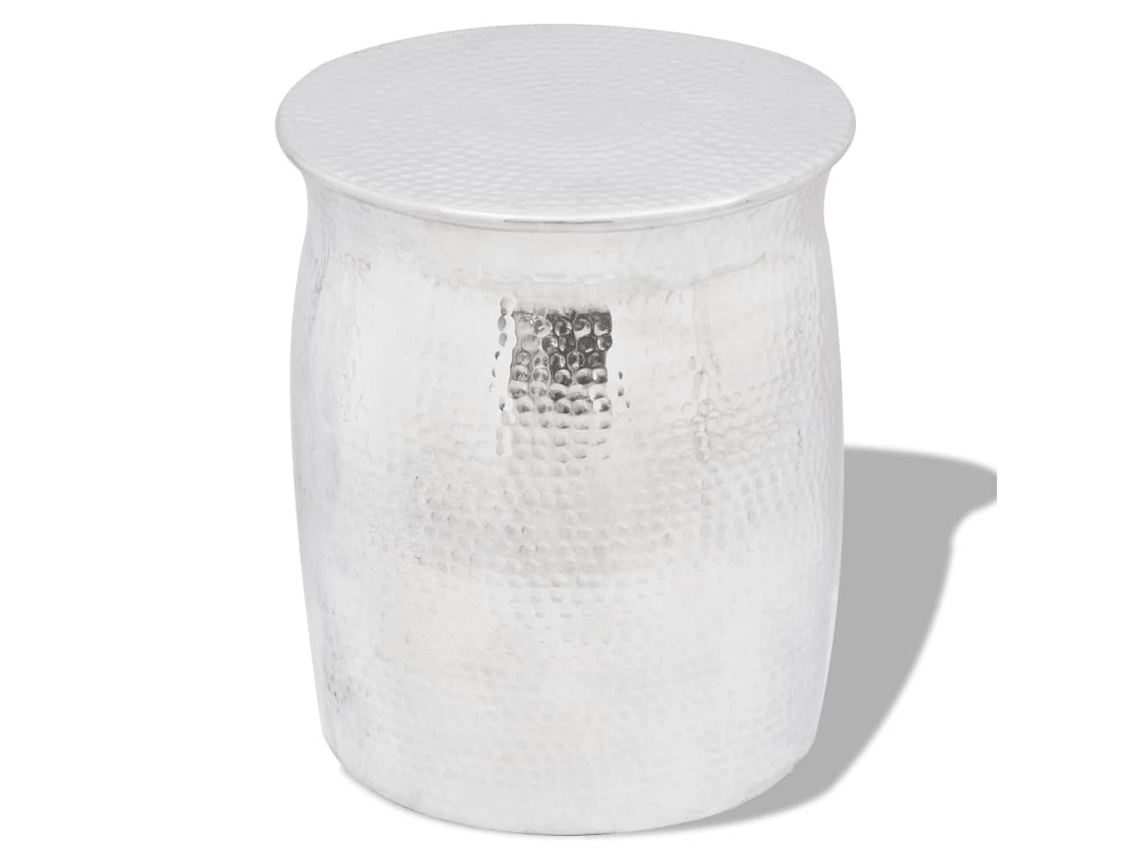 Vidaxl Mesa De Apoio/banco Em Alumínio Martelado, Prateado