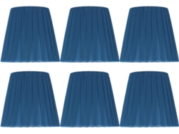 Conjunto De 6 Pequenos Abajures Tecido, Para Mesa Cabeceira Ou Lustre (azul Escuro)-aquaforge