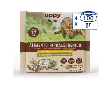 Comida Húmida para Gato Adulto Sem Cereais Frango e Pato Saquetas UPPY NATUR