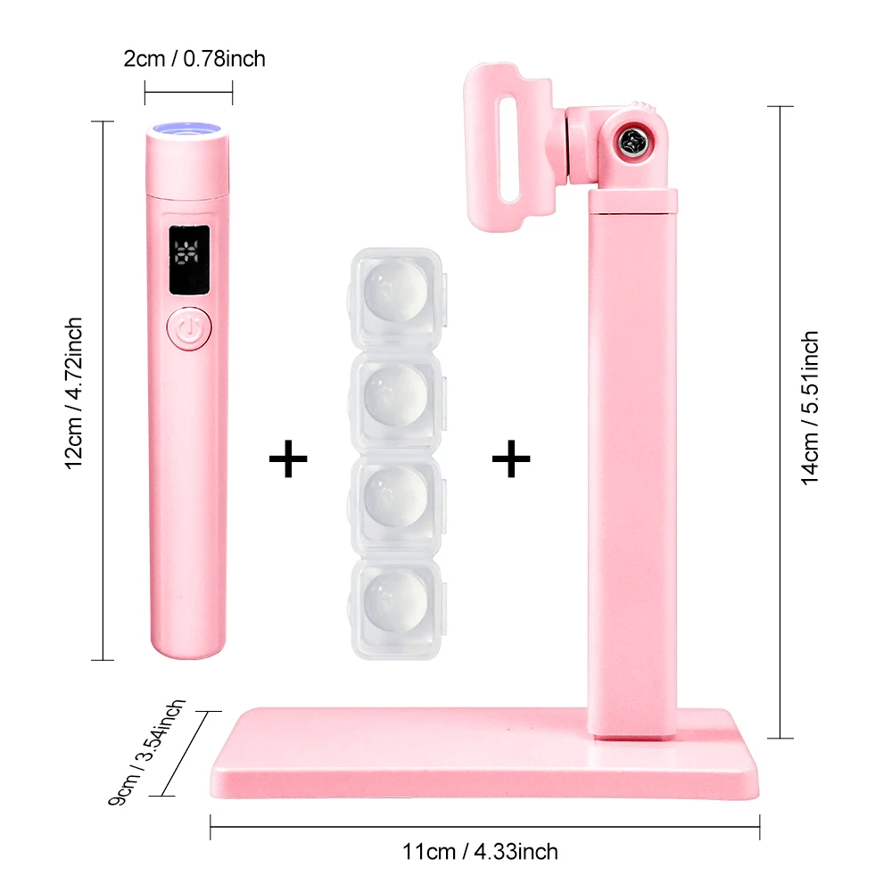 Mini Lâmpada Uv Led Profissional Para Unhas, Recarregável, Portátil, Com Visor E Base De Suporte Removível