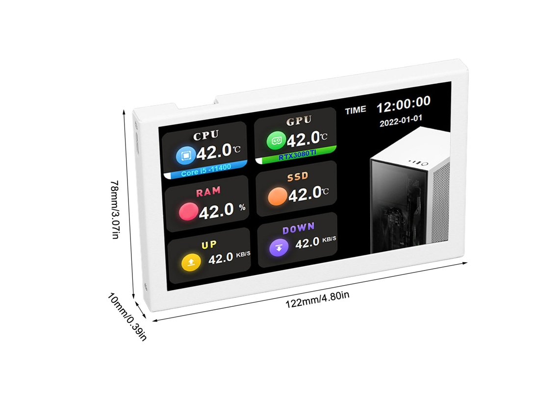 Laxiscreed Ips Usb Mini Screen Para Monitorização De Dados E Temperatura Do Pc