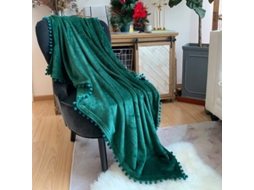 2026-manta Flannel Com Borboletas De Pompom Leve E Suave Para Cama E Sofá Temporada Inteira (verde Esmeralda, 51''x59'')