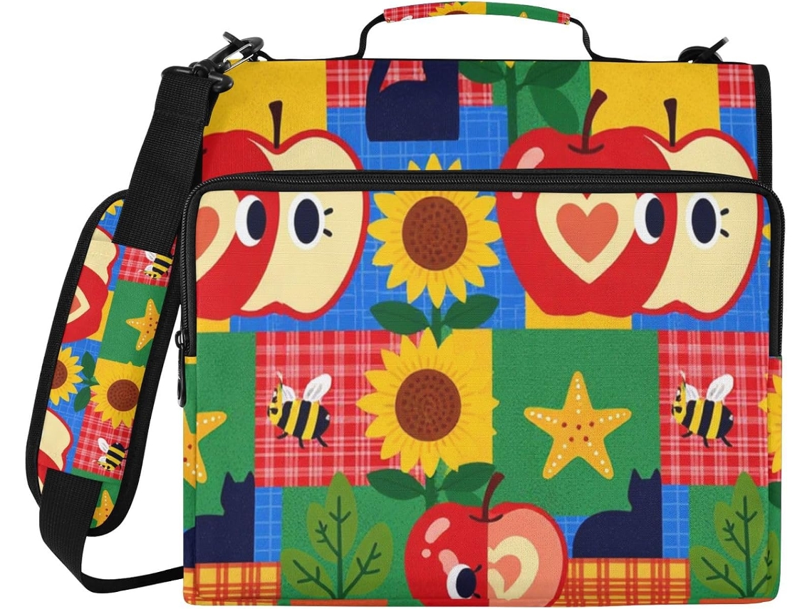Chic Collage Organizer Colar 3 Argolas de 1, 5 Polegadas Com Alça, Bolsas Diversas, Ideal Estudantes Do Ensino