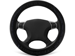 Capa Para Volante E Revestimento Comfort Grip Antiderrapante Em Couro Sintético Preto.