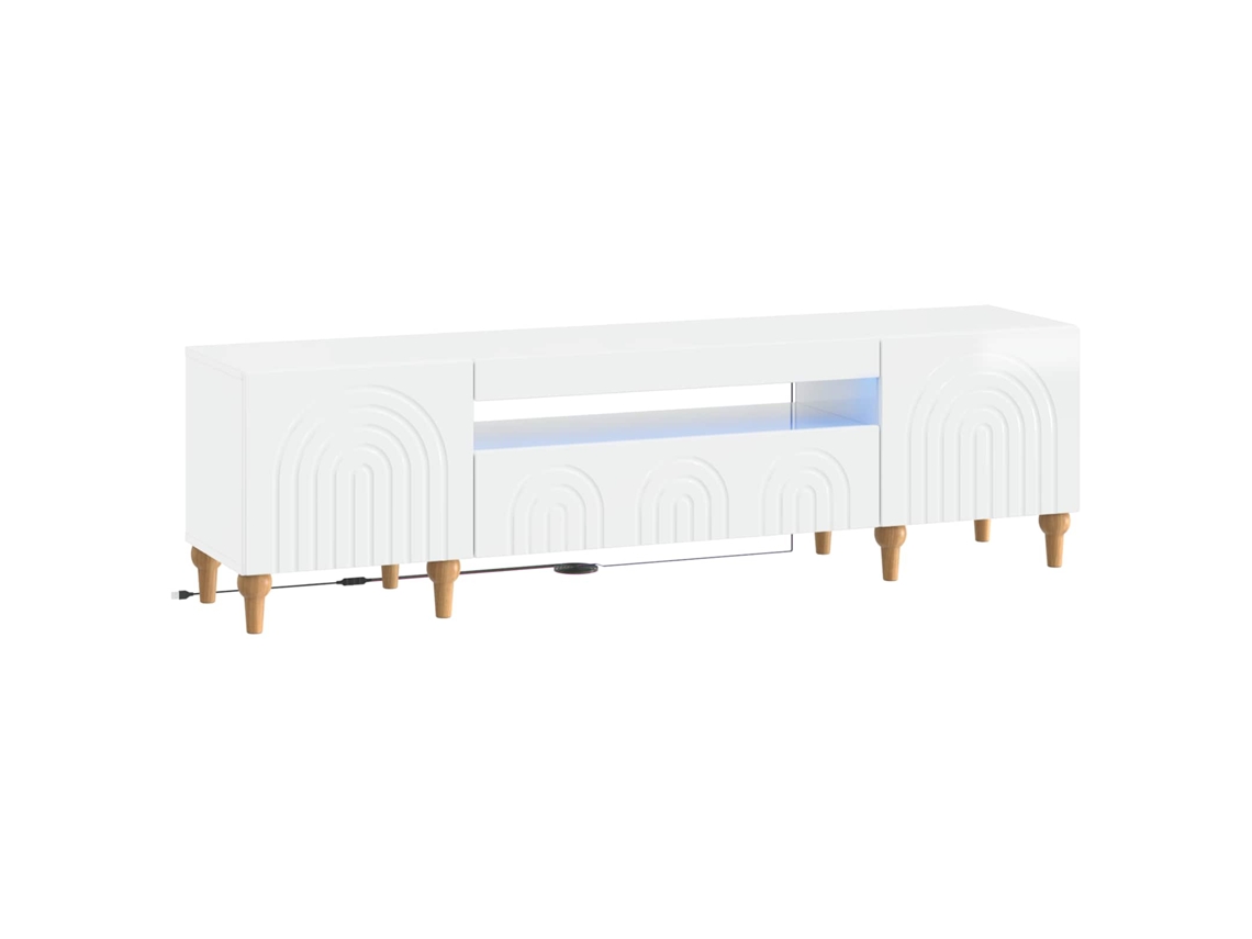 Vidaxl Gabinete De Tv Led Branco Brilhante Derivados De Madeira