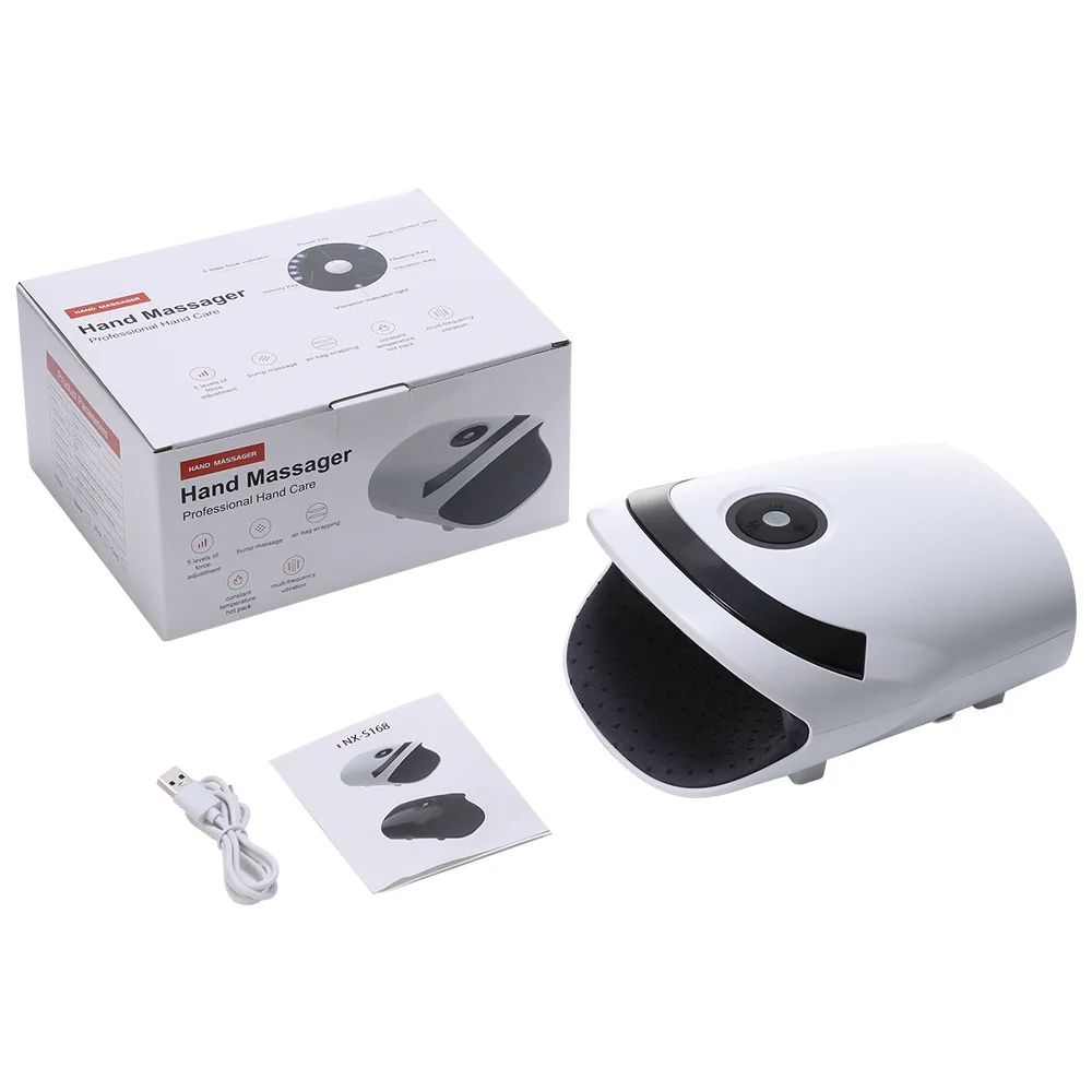 Massageador Elétrico De Mãos, Pulsos E Dedos Com Aquecimento E Vibração Por Pressão De Ar (branco)
