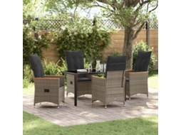 Vidaxl Conjunto De Jantar Para Jardim 5 Unid. Cinzeto Vime Pe