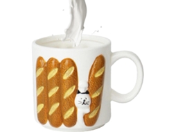 Caneca Charmosa Com Estampa Japonesa Em Relevo, Cerâmica, 200 Ml