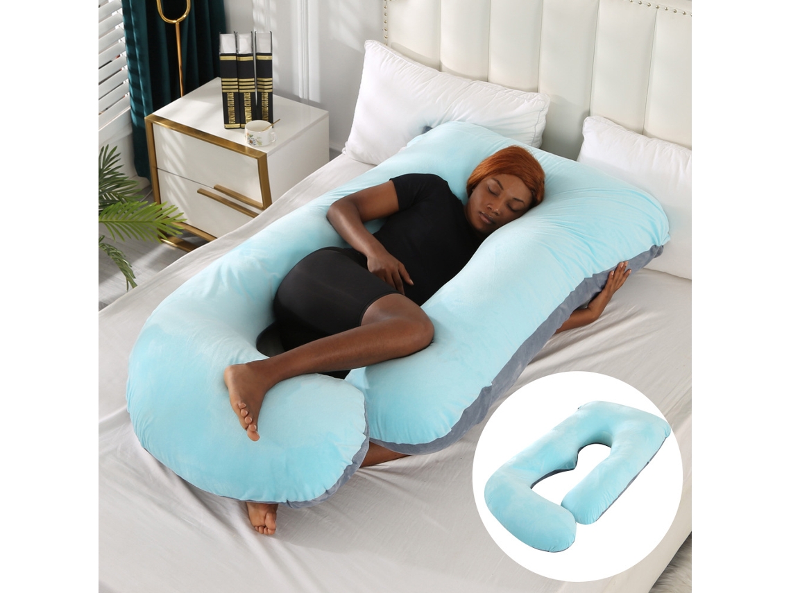 Almofada para Grávidas, Almofada de Amamentação, Alivia as Dores da Gravidez, Item Essencial para Gestantes SPQMENT (65x90x175cm azul acinzentado)