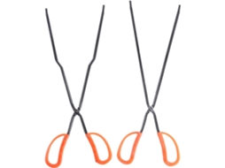 Pinça Para Churrasco Vicasky De Aço, 2 Peças, Com Cabo Ergonômico Vermelho, Multifuncional Para Recolher Resíduos De