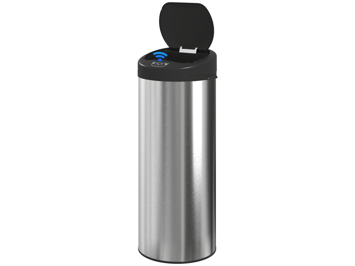 Lixeira De 55 Litros Com Sensor Para Abertura Automática E Fechamento Suave, 32 X 30 X 72,5 Cm, Prateada.