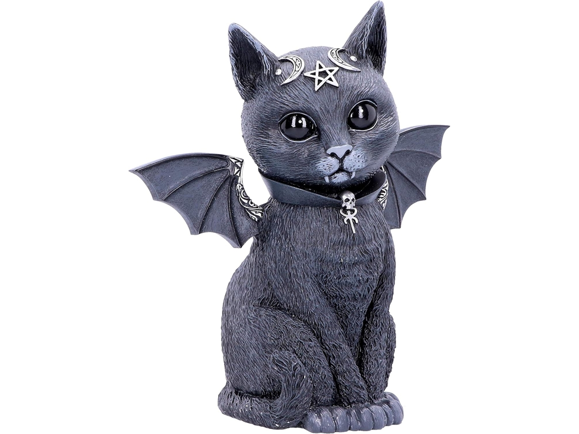 Estátua De Gato Preto Alado Para Halloween 10 Cm Slowmoose