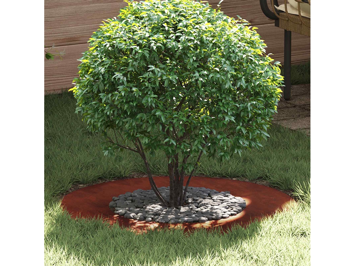 Vidaxl Adequado Para Anel De Árvore Plano Ferro Enferrujado Ø40/70 Cm