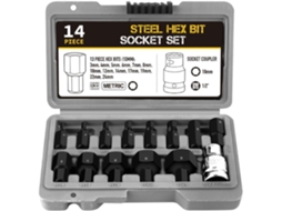 Conjunto De 14 Soquetes Hexagonais De 3 A 24 Mm Para Chave Dinamométrica E Chave De Catraca.