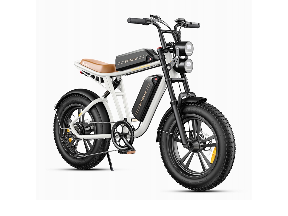 Bicicleta Elétrica ENGWE Motor Sem Escovas ENGWE M20 750W 45Km/H Velocidade Máxima Bateria 48V 13Ah*2 150Km Alcance Branco