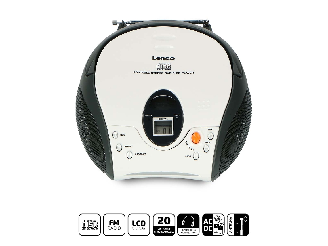 Rádio Fm Estéreo Portátil Com Cd Branco