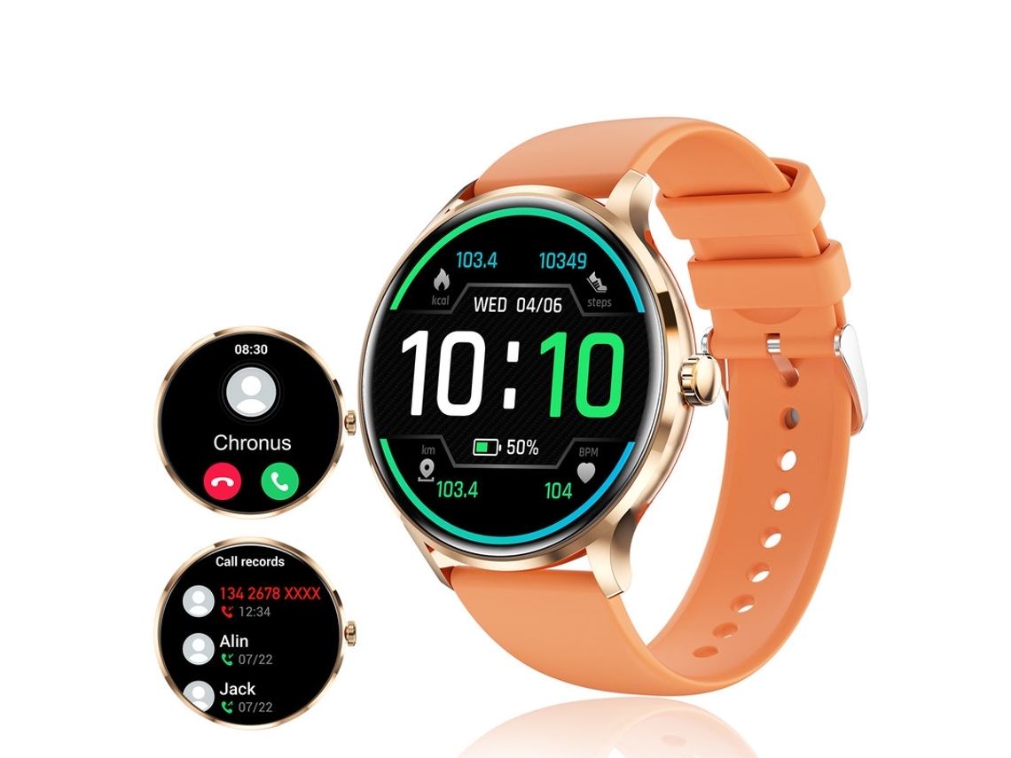Smartwatch YEMAESRE Qs80 1 39 Polegadas Tft Full Touch Bluetooth 5.2 Ip67 À Prova D'Água para Iphone Android Laranja