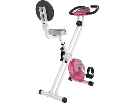 HOMCOM Bicicleta ergométrica profissional dobrável com 8 níveis de resistência magnética Assento com Altura Ajustável Aço 43x97x109 cm Rosa