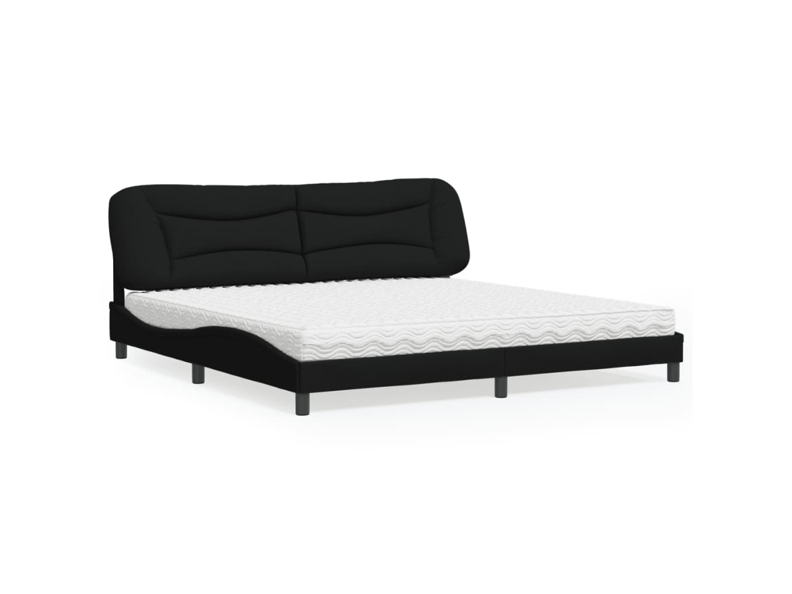 Vidaxl Cama com Colchão Hvar 200x200 Cm Tecido Preto
