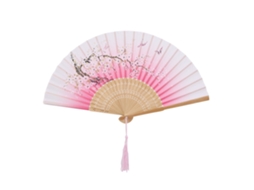 Leque dobrável rosa, ideal para casamentos, decoração de casa e escritório, e como adereço de dança.