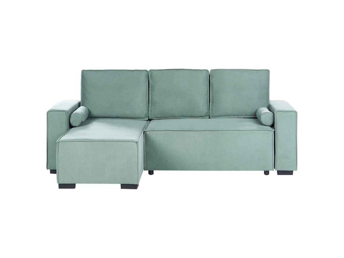 Sofá Esquinero Beliani Edane De Tela Verde 232x150x94