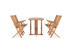 Conjunto de 5 Jantar Dobrável para Exterior Madeira Teca Maciça MAISON EXCLUSIVE