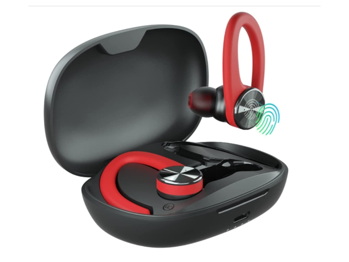 Fone De Ouvido , Auscultadores Bluetooth À Prova De Água Com Microfone Para O Desporto De Trabalho - Vermelho