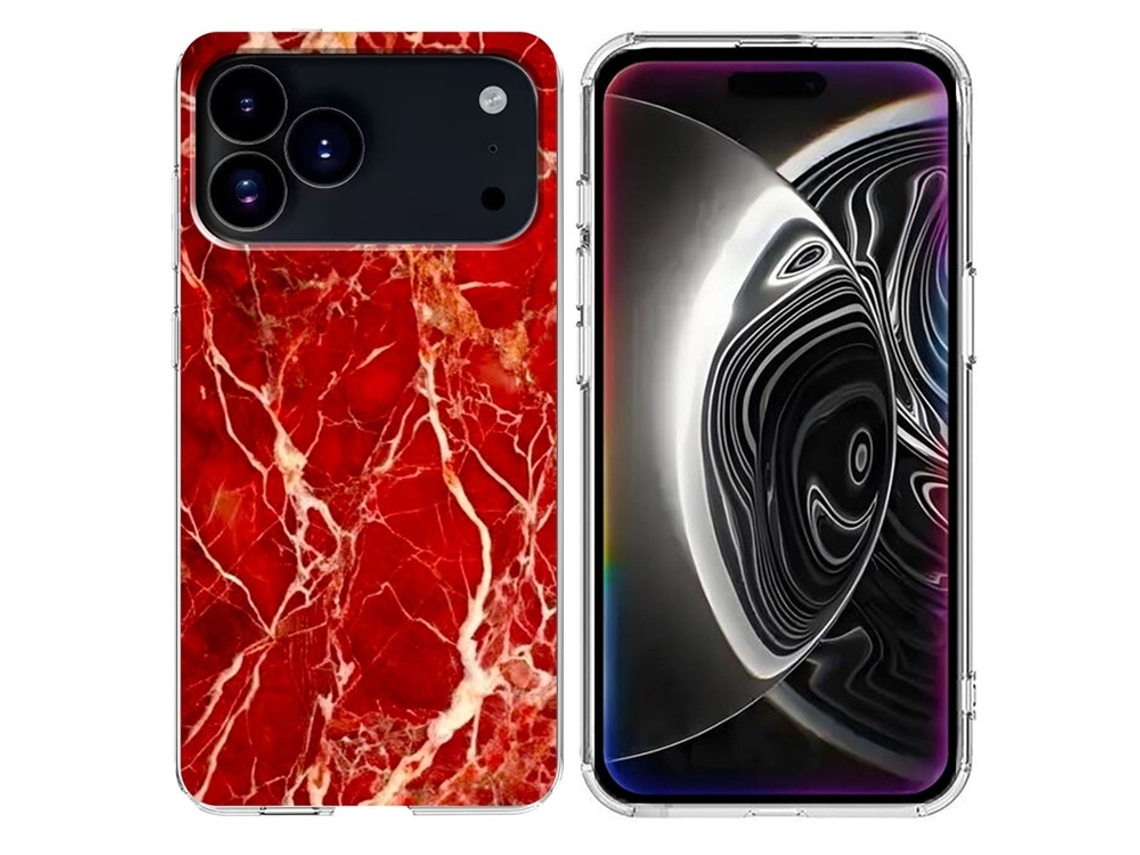 Capa Para Celular Iphone 17 Pro Com Estampa De Mármore, Macia - Vermelha