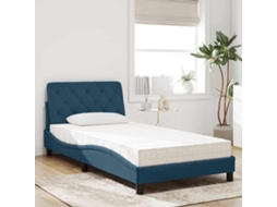 Vidaxl Cama Com Colchão 100x200 Cm Veludo Azul