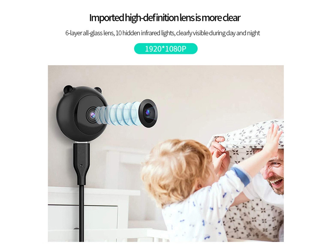 Câmara COZEVDNT de Vigilância Sem Fio 1080P HD com Visão Noturna e Detecção de Movimento