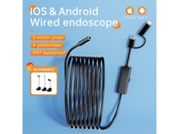 Câmera Endoscópica 8mm 2 Em 1 Ios Tipo C Mini Câmera De Inspeção Para Ios Android Ip67 À Prova Dágua Boroscópio De Tubulação Com 8 Le Brilvibera