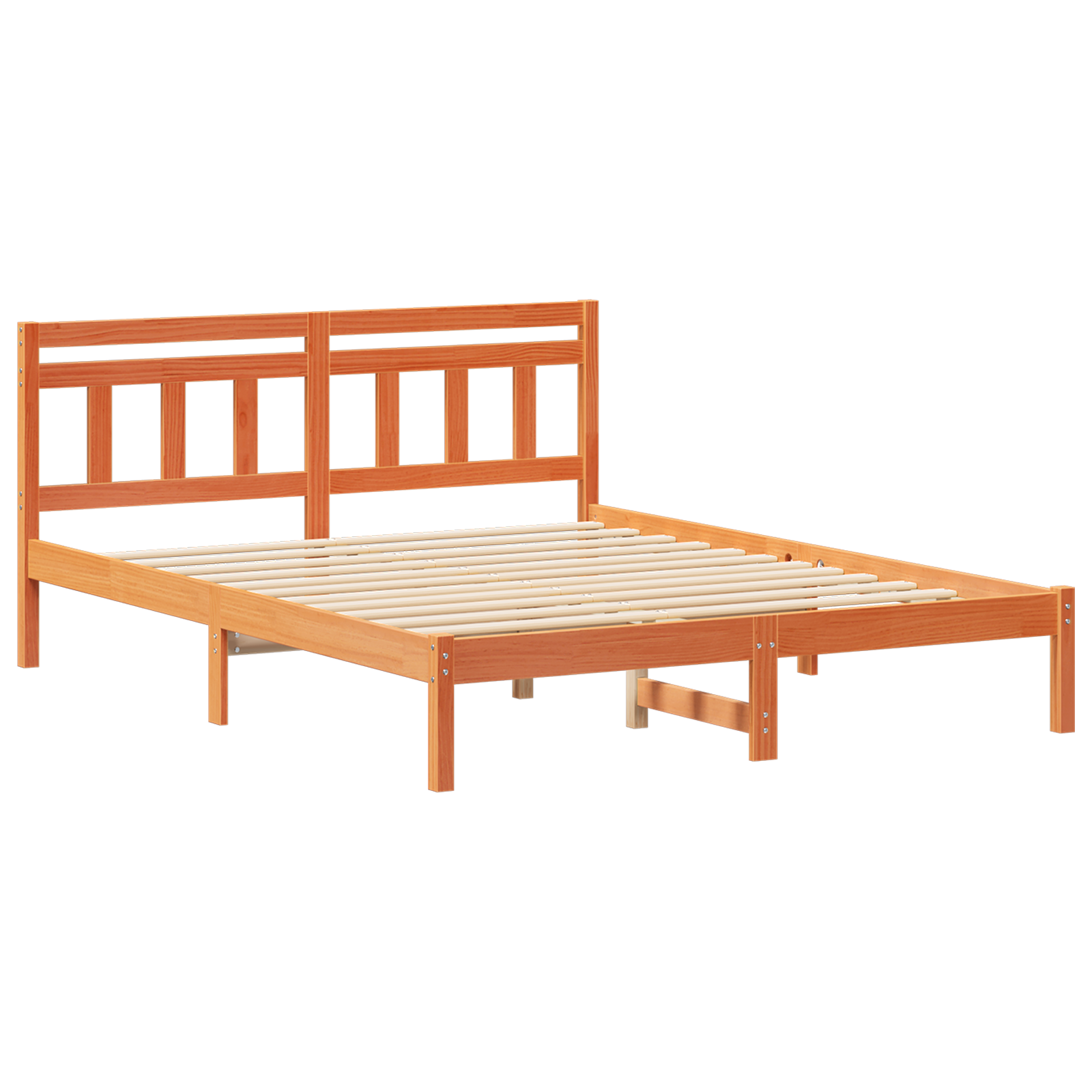 Conjunto 1 Cama De Plataforma Vidaxl Castanho Madeira De Pinho Maciça (160 X 200 Cm)