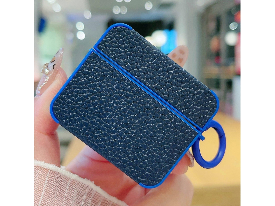Capa Protetora Para Fones De Ouvido Airpods 4 Em Couro Com Textura De Lichia