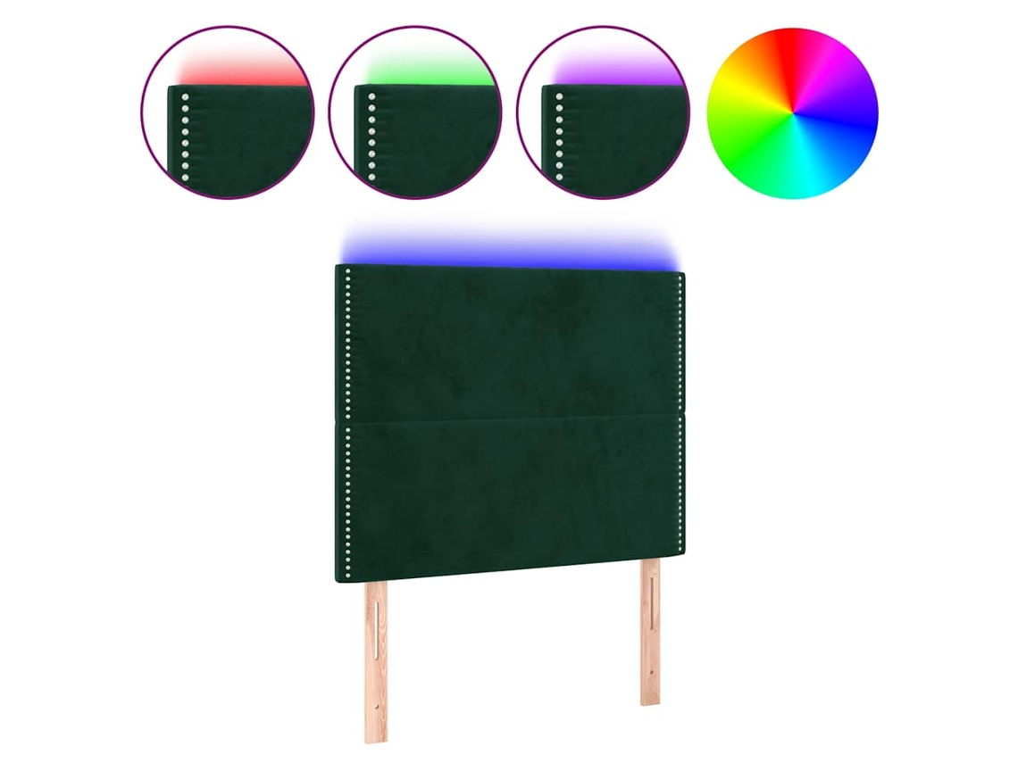 Cabeceira de Cama com Led Veludo Verde Escuro MAISON EXCLUSIVE (100x5x118 cm)
