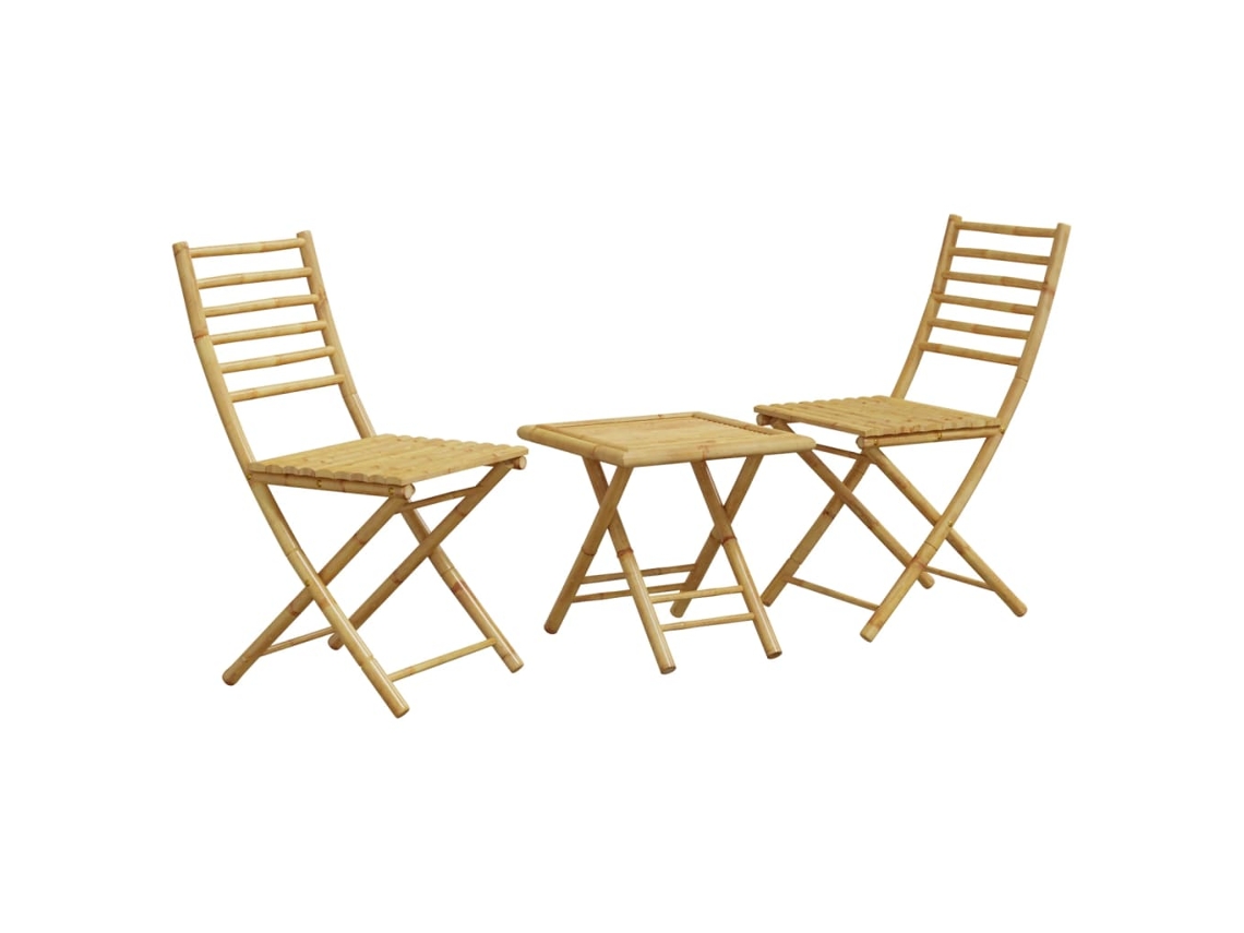 Conjunto 3 de bistrô em bambu VIDAXL