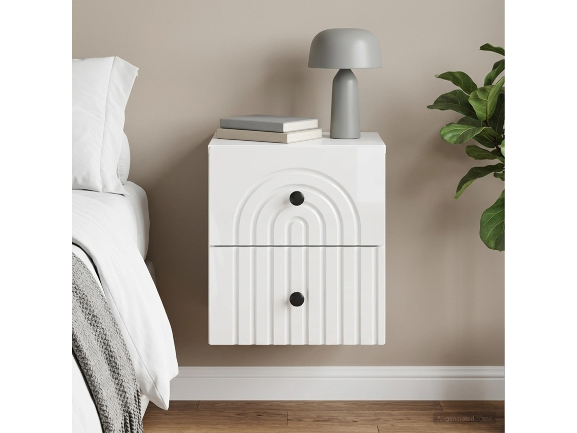 Vidaxl Gabinete De Canto Montado Na Parede Com Gaveta Branco Brilhante