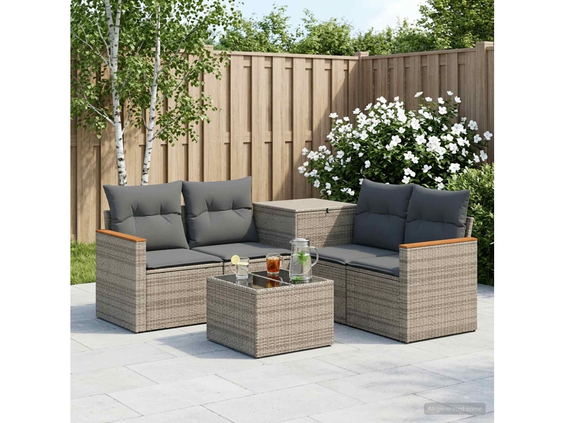 Vidaxl Conjunto De Sofás 6 Unid. Cinza E Cinza Escuro