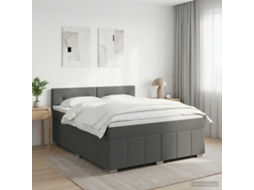 Vidaxl Cama Box Spring Com Colchão Cinzento-escuro 140 X 190 Cm Tecido