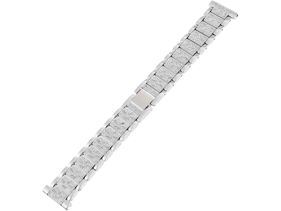 Pulseira De Metal Com Strass Prateada 22 Mm Para Smartwatch, Elegante