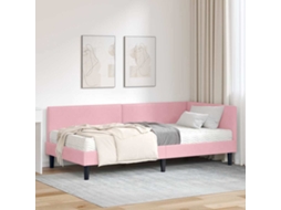 Vidaxl Estrutura de Cama de Canto com Colchão 2 Pcs Cinzeto Veludo