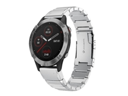 Garmin Fenix 5x Plus Pulseira De Aço Inoxidável 26 Mm Em Formato Casco Tartaruga Prateada.