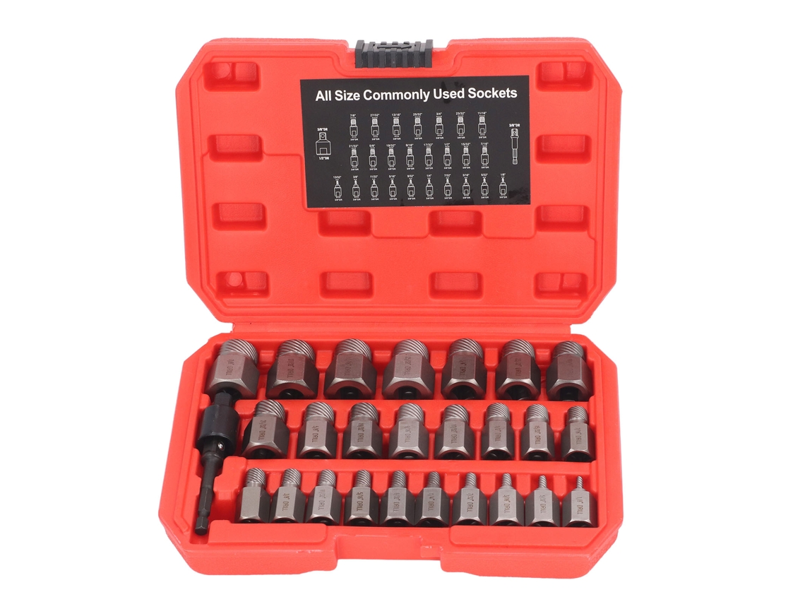 Conjunto de Ferramentas Extrator de Parafusos Quebrados com 27 Peças em Aço Cromado e Molibdênio S/MARCA