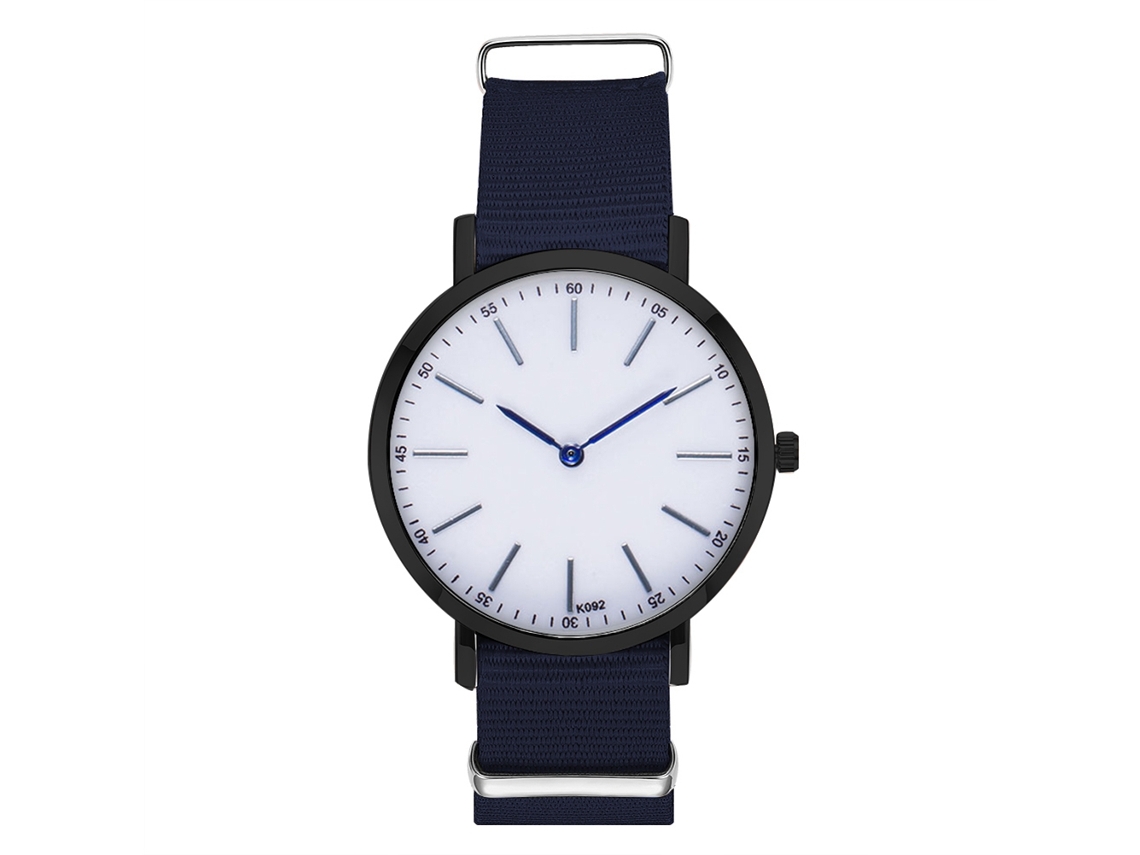Reloj De Cuarzo Para Hombre Con Correa De Nailon Azul Real Elegante Casual