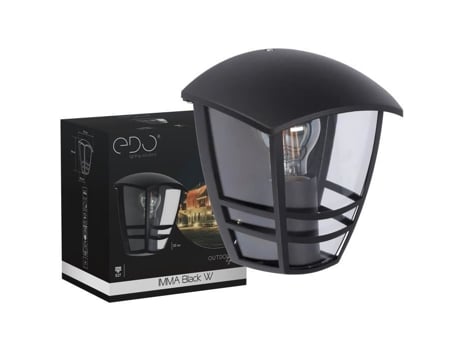 Aplique De Exterior Edo Imma Black W E27 Preto Ip44 Alumínio Elétrico Ip44