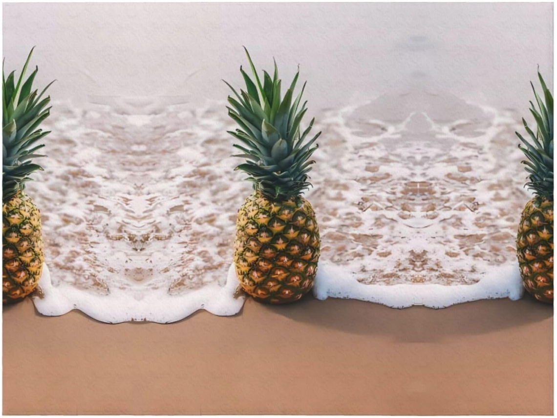 Colcha de Flanela com Estampa Abacaxi na Praia Macia e Aconchegante 203 X 152 Cm, Macio, Quente, Ideal para