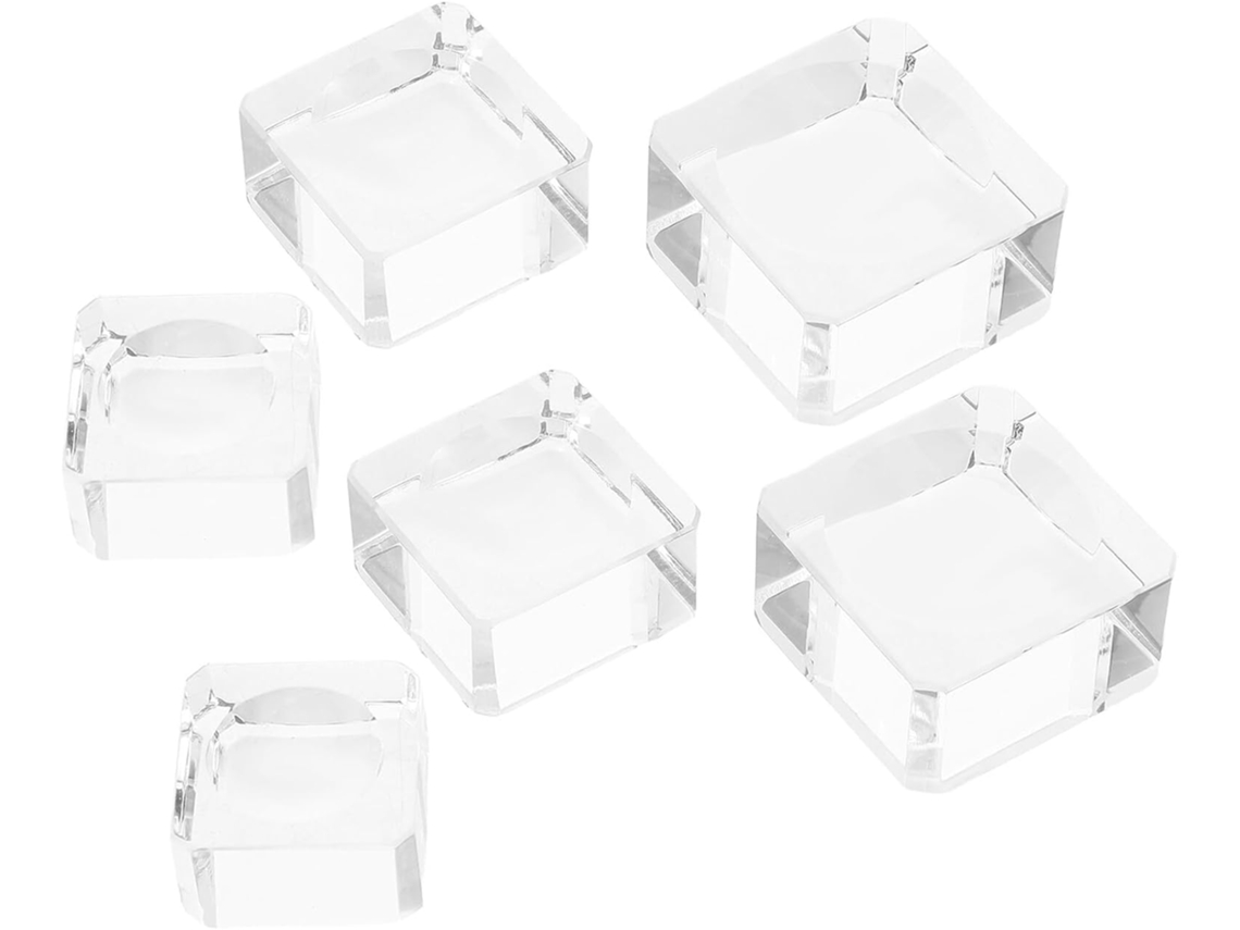 Conjunto De 6 Bases Quadradas Vidro Transparente, Suporte De Exibição Quadrado Vidro, Suportes De Exibição Esféricos